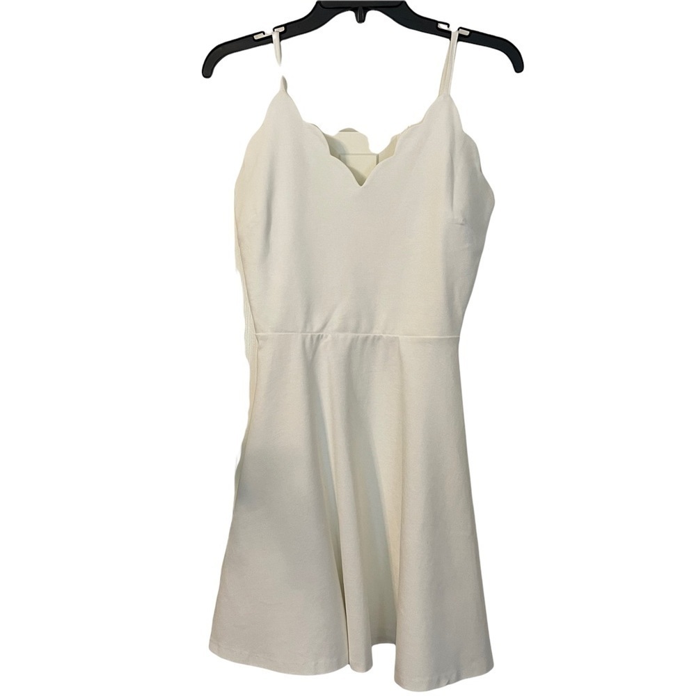 LOVE...ADY Creamy White Scallop Front Fit & Flare Skater Mini Dress. S - Picture 7 of 12